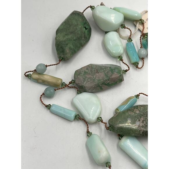 Margo Morrison Peruvian Opal, Variscite Swarovski Crystal 925 Necklace 35” New - Picture 12 of 14